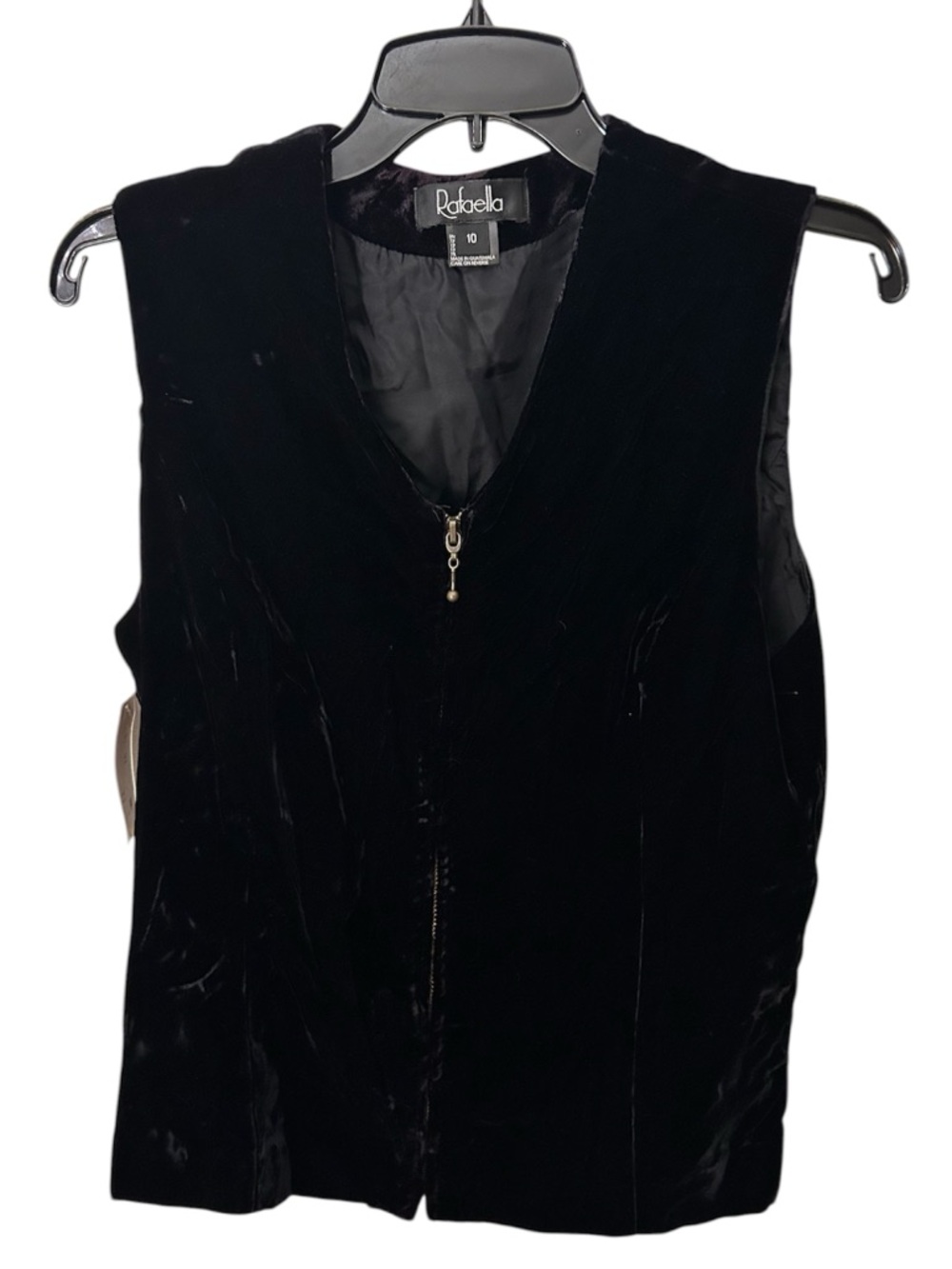 Rafaella Black Velvet‎ Zip-Front Women's Vest Size 10